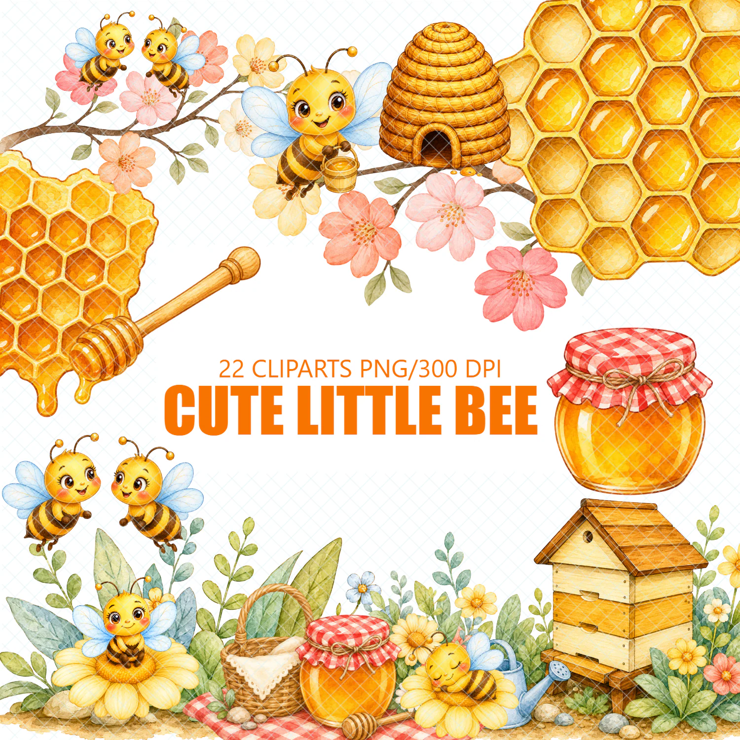 Kit Digital Abelhinha – 22 Cliparts PNG