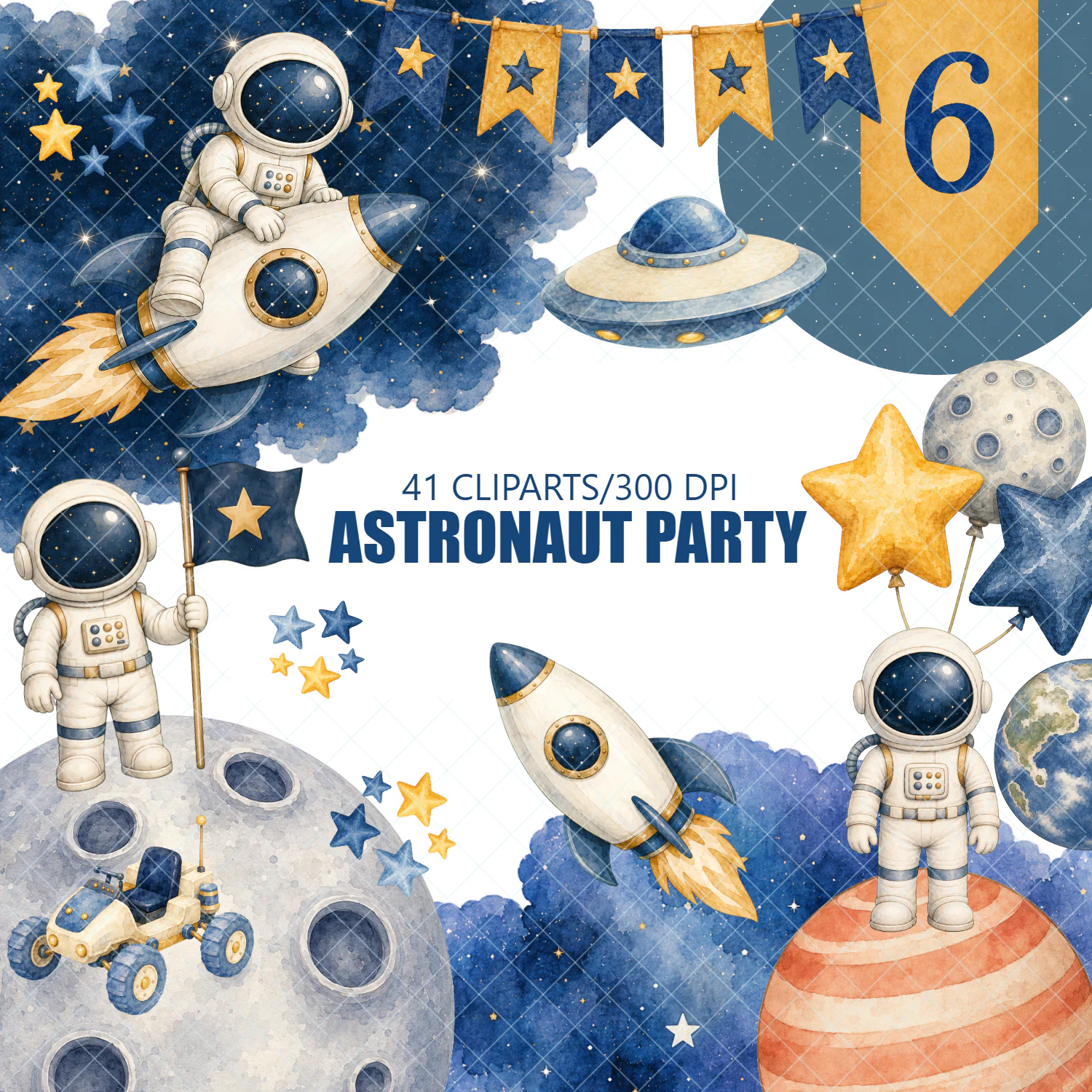 Kit Digital Astronauta – 41 Cliparts PNG