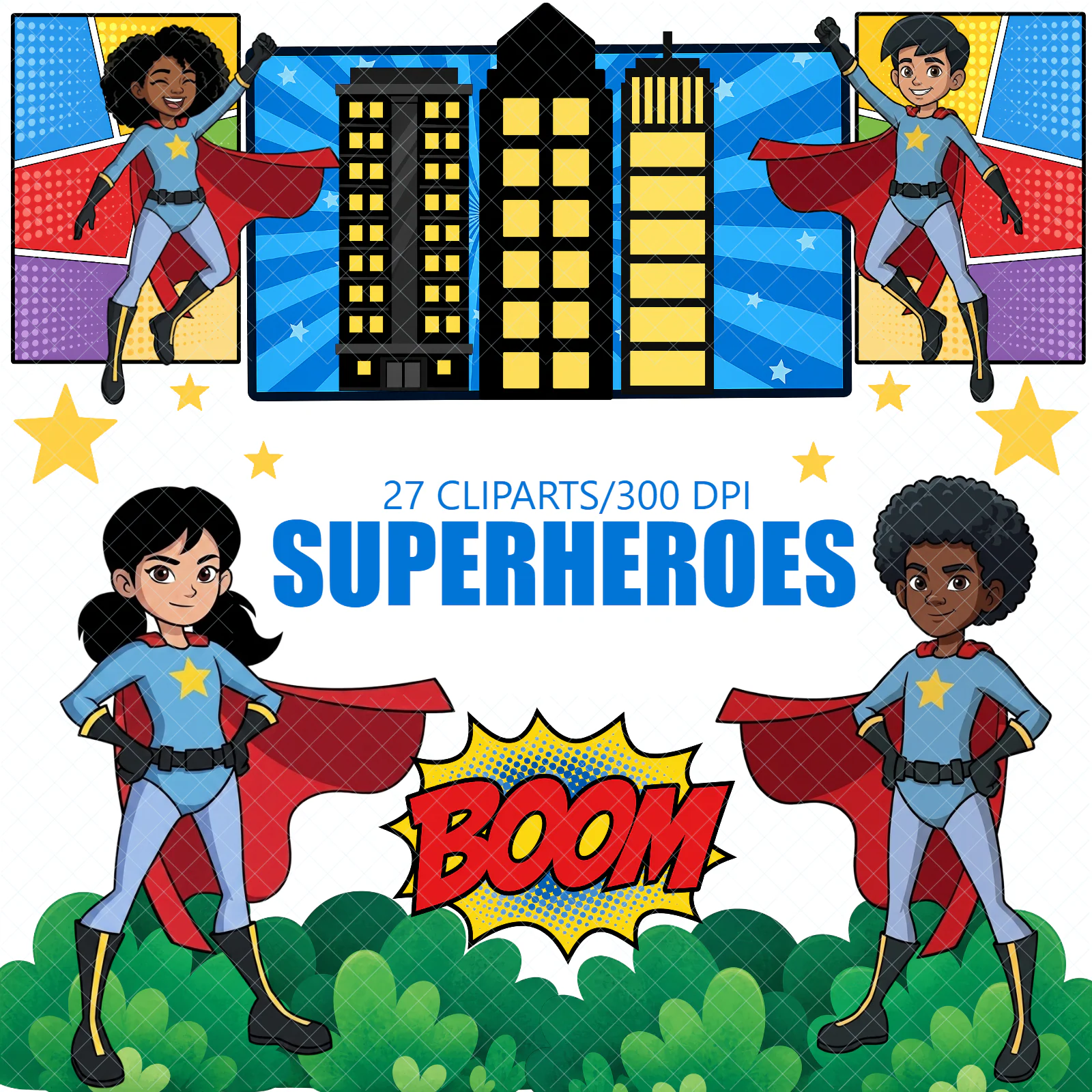 Kit Digital Super-Heróis – 27 Cliparts PNG