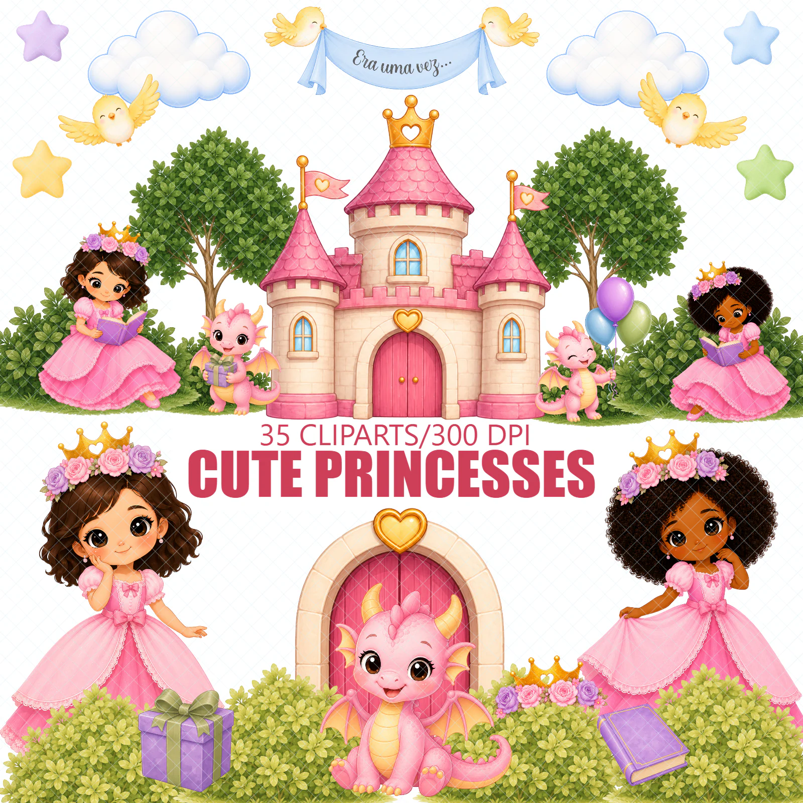 Kit Digital Princesas – 35 Cliparts PNG