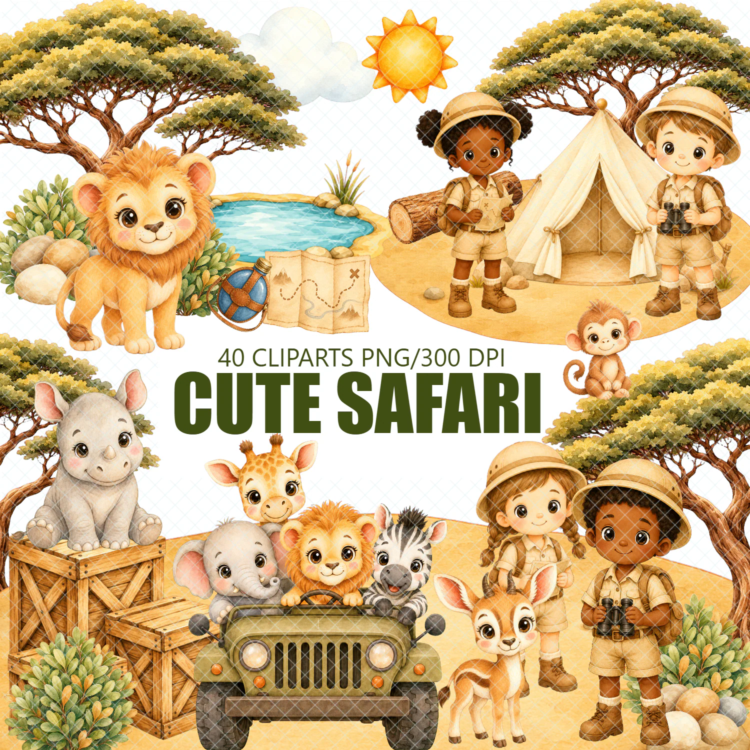 Kit Digital Safari 2 – 40 Cliparts PNG