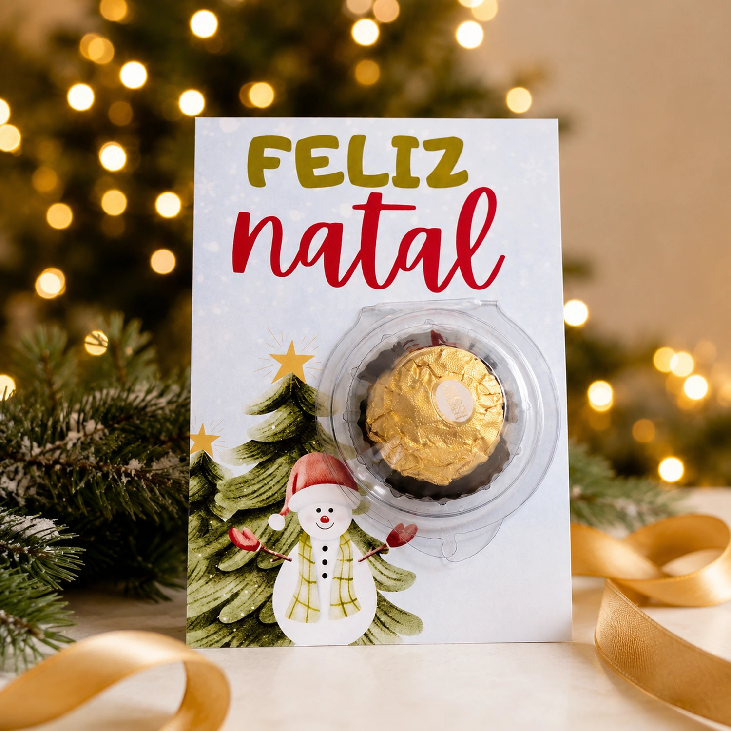 Lembrancinha Feliz Natal com Boneco de Neve